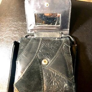 RGA Accessories Inc Women’s Black Gray Suede Leather Mini Shoulder Bag